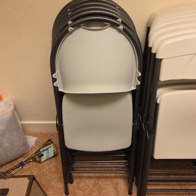 6 Gray Folding Chairs Set • Durable Metal Frame Stackable Event Seating • Indoor/Outdoor Use