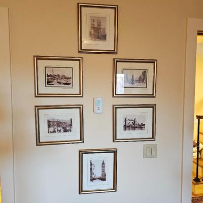 Lot #120 - Set of 6 Framed London Architectural Prints • Gold Frames • Gallery Wall Set