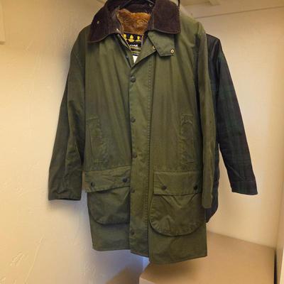 Vintage Barbour Waxed Cotton Field Jacket • Green Hunting Barn Coat • Corduroy Collar Lined Fur Vest Outdoor Wear