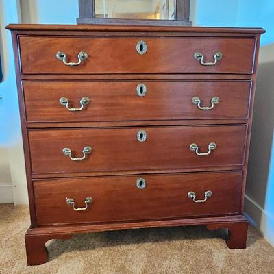 Lot #119 - Vintage Cherry Wood 4-Drawer Chest • Brass Hardware • Traditional Style