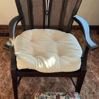 Caned Arm Chair and Footstool