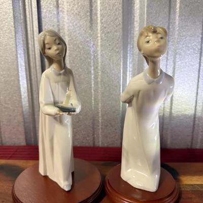 LLADRO Vintage Figurines 
“Girls Holding Candle” & “Boy Kissing”