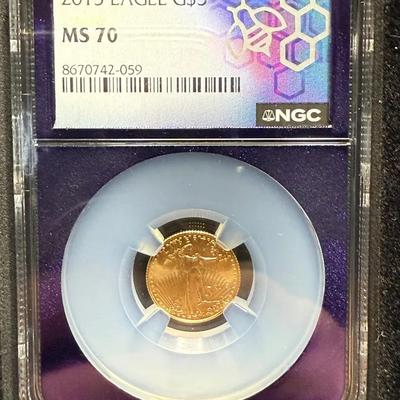 2015 $5 Gold Eagle NGC MS 70 1/10th Oz Gold