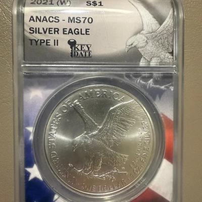 2021-W ANACS MS 70 Silver Eagle Type 2