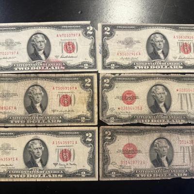 Lot: (6) $2 Red Seals Various Years And Conditions 