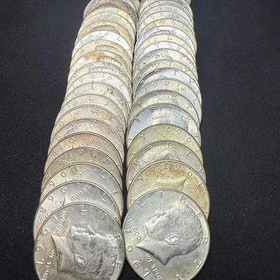 (40) 40% Silver Half Dollars Various Years 1965-1970 Circulated