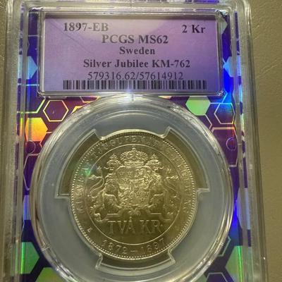 1897-EB PCGS MS62 Sweden Silver Jubilee KM-762