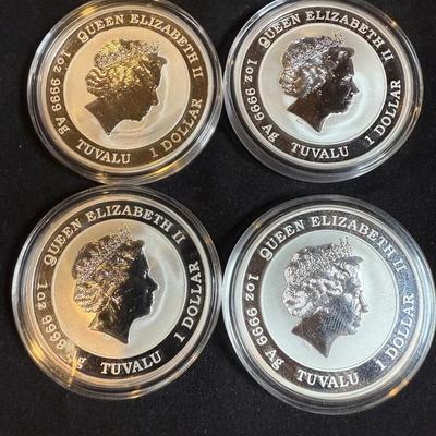 Lot: (4) 2020 1oz Silver Round Queen Elizabeth American Bald Eagle