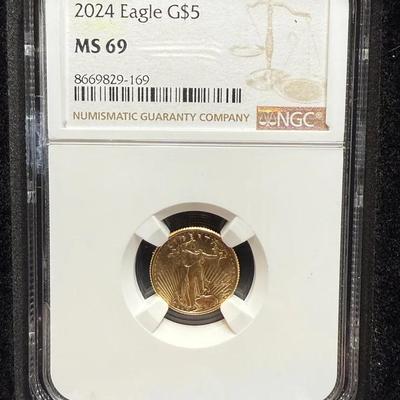 2024 $5 Gold Eagle NGC MS 69 1/10th Oz Gold