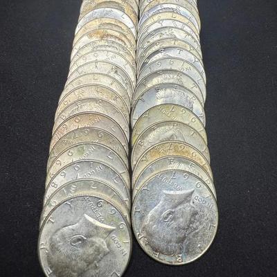 (40) 40% Silver Half Dollars Various Years 1965-1970 Circulated