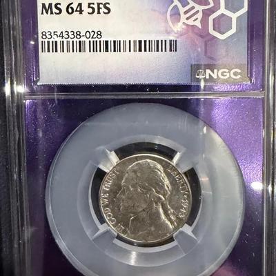 1943 D War Nickel (silver) - NGC MS64 5FS