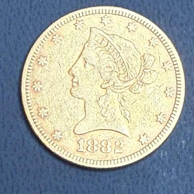 1882 Liberty Head $10 Gold Eagle 0.4837 troy ounces of gold