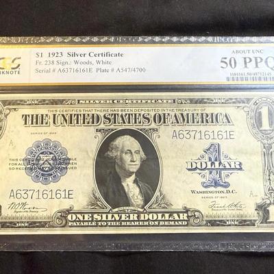 1923 $1 PCGS 50 PPQ Silver Certificate 