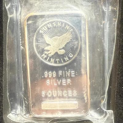 5oz Silver Bar .999 Fine Silver