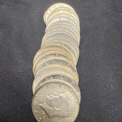 (20) 40% Silver Half Dollars Various Years 1965-1970 Circulated