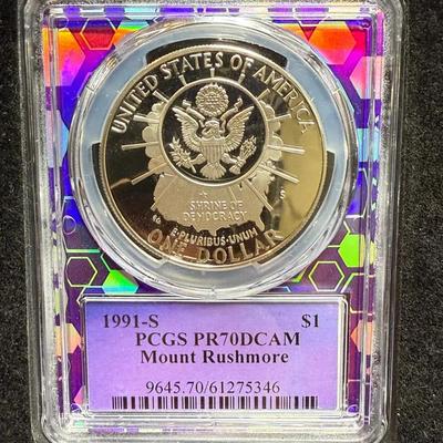 1991-S PCGS PR 70 DCAM $1 Mount Rushmore 90% Silver