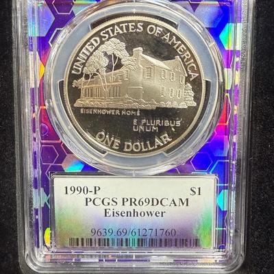 1990-P Eisenhower PCGS PR 69 DCAM Silver