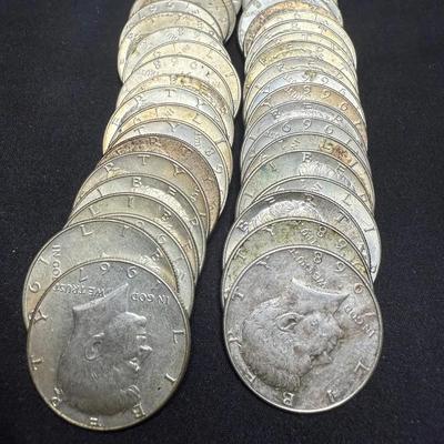 (40) 40% Silver Half Dollars Various Years 1965-1970 Circulated