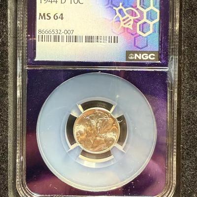 1944-D Mercury Dime .10c NGC MS 64