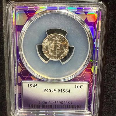 1945 Mercury Dime PCGS MS 64 Silver