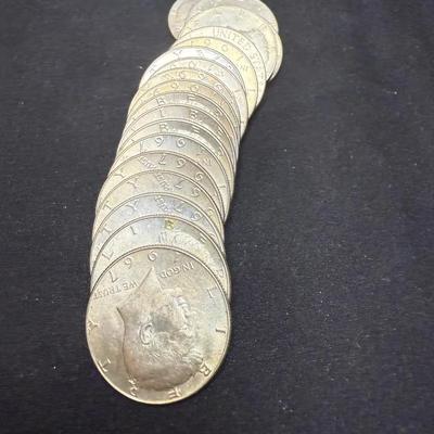 (20) 40% Silver Half Dollars Various Years 1965-1970 Circulated