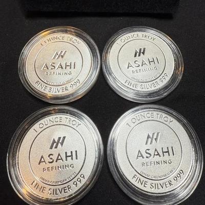 Lot: (4) 2025 Asahi 1oz Silver Rounds Year Of The Snake