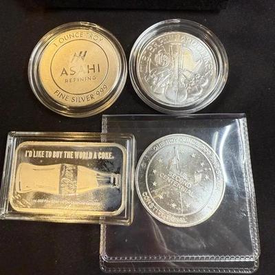 Lot: (4) Misc 1oz Silver Rounds