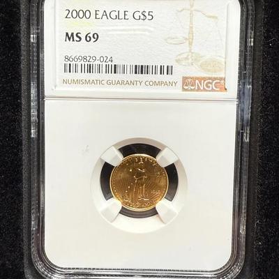2000 $5 Gold Eagle NGC MS 69 1/10th Oz Gold