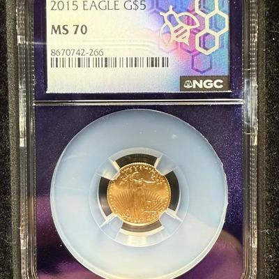 2015 $5 Gold Eagle NGC MS 70 1/10th Oz Gold