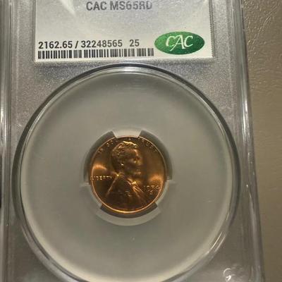 1954-S CAC MS 65RD Wheat Penny .01c