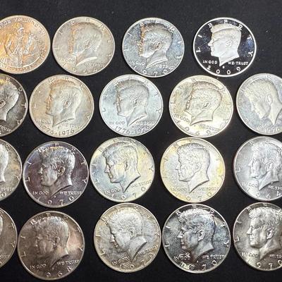 Lot: (19) 90% Silver Half Dollars ( Proofs, Comms And 64)