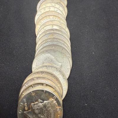 (20) 40% Silver Half Dollars Various Years 1965-1970 Circulated