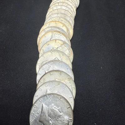 (20) 40% Silver Half Dollars Various Years 1965-1970 Circulated