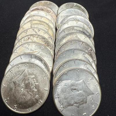 (20) 1964 Silver Half Dollars  90% Silver Circulated