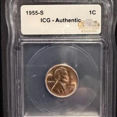 1955-S Penny - ICG Authentic