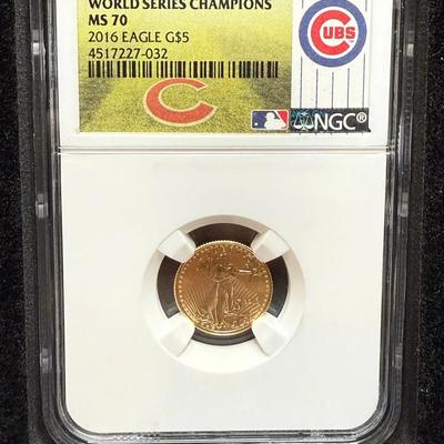 2016 Gold Eagle NGC MS 70 1/10th Gold Chicago Cubs World Series Champions Population Of 151