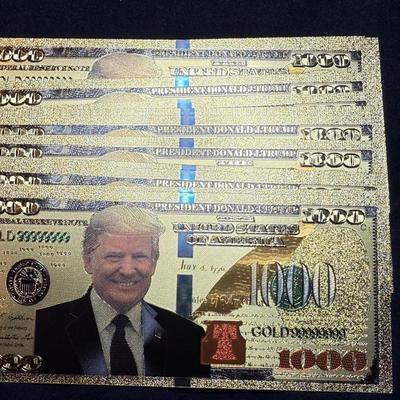 Lot: (15) $1000 Trump Gold Foil Bills “Novelty”