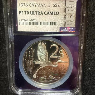 1976 Cayman IS Silver $2 NGC PF 70 Ultra Cameo