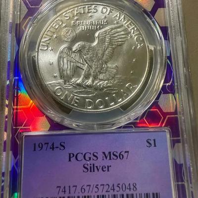 1974-S PCGS MS 67 Ike Dollar (Silver)