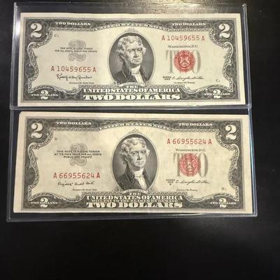 Lot: (2) $2 Red Seals Various Years And Conditions 