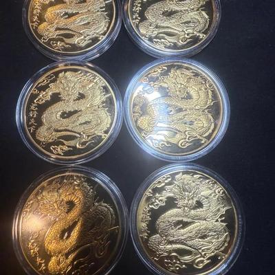Lot: (6) Dragon Coins Clad