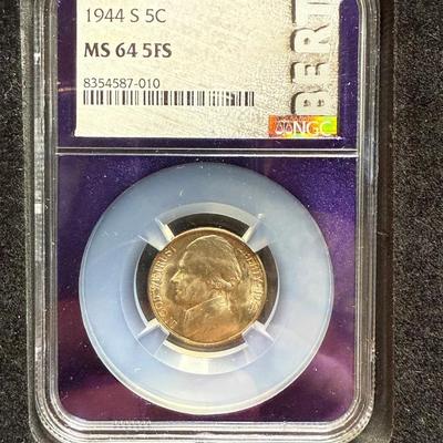 1944S NCG MS 64 5FS War Nickel Silver