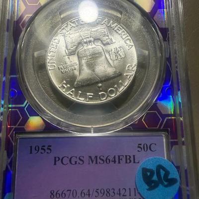 1955 PCGS MS 64FBL Franklin Half Dollar   (Bugs Bunny?)