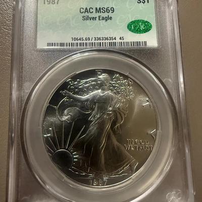 1987 CAC MS 69 Silver Eagle 