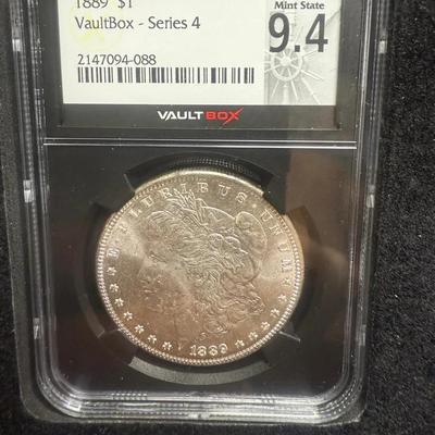 1889 $1 Morgan Silver Dollar NGCX Mint State 9.4 