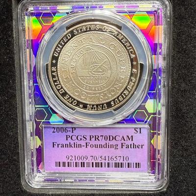2006-P PCGS PR 70 DCAM $1 Franklin- Founding Father 90% Silver