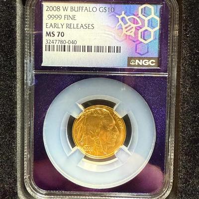 2008-W $10 Gold Buffalo NGC MS 70 1/4th Oz Gold
