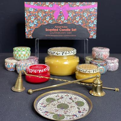 Tyler Candles, Brass Snuffer And More