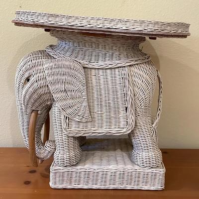 Wicker Elephant Side Table