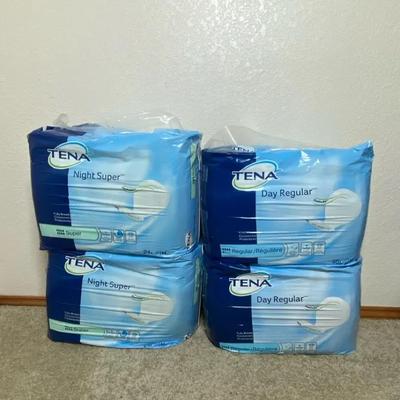 TENA Incontinence Pads Lot – Day Regular & Night Super, New/Sealed